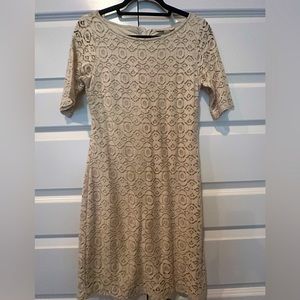 Banana Republic, tan, lace mini dress.